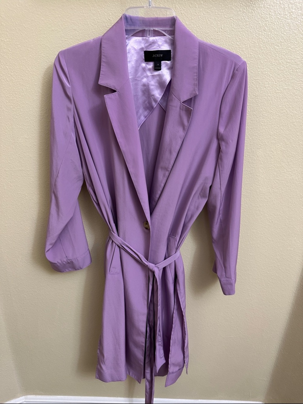 J. Crew Lilac Lightweight Belted Trench Small